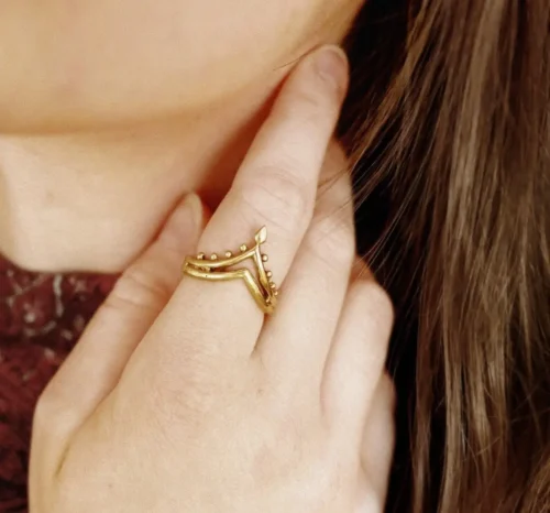 Bague tendance chevron doré