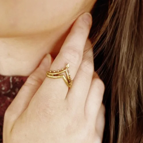 Golden Chevron Statement Ring