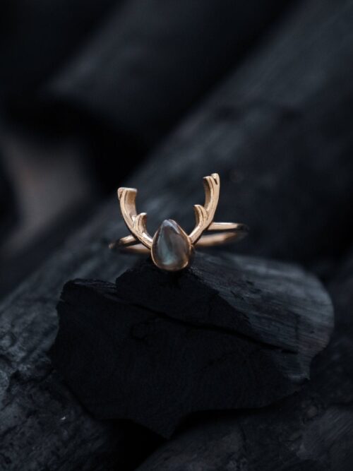 Deer Antler Labradorite Ring