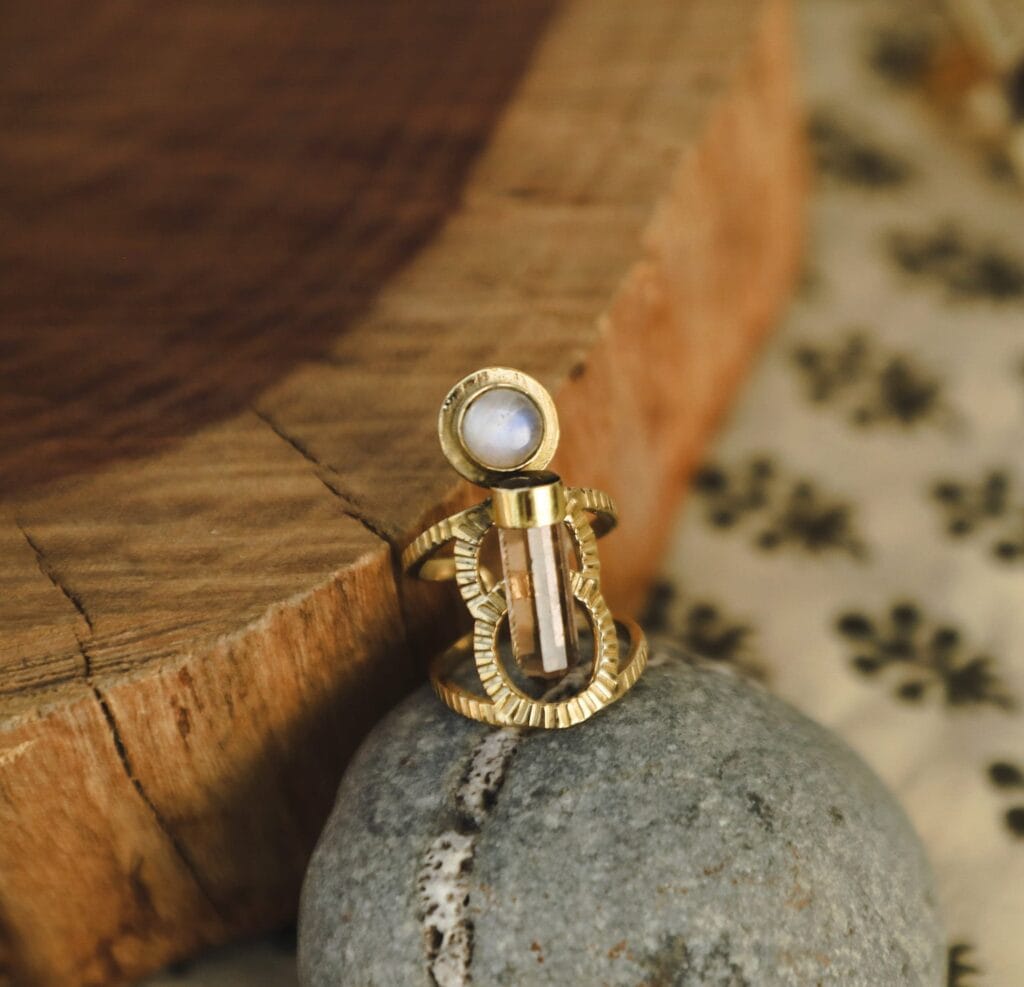 Golden Moonstone Quartz Ring