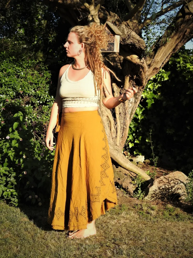 Falda tribal con estampado de bloques