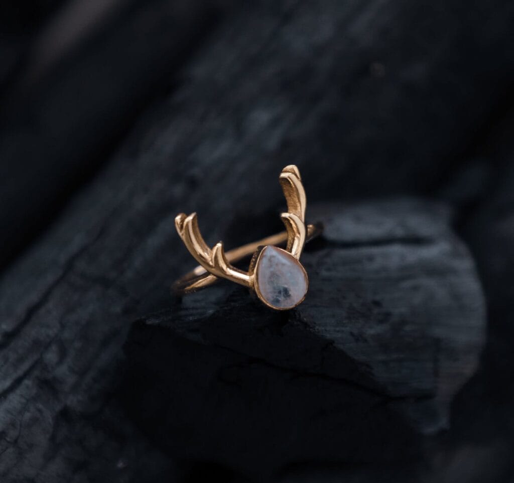 Deer Antler Moonstone Ring