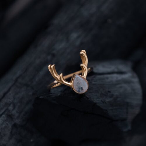 Deer Antler Moonstone Ring