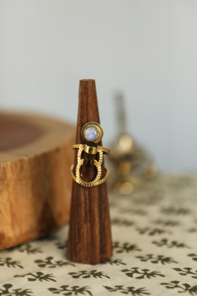 Goldener Mondstein Quarz Ring