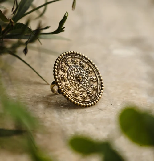 Golden Floral Design Ring
