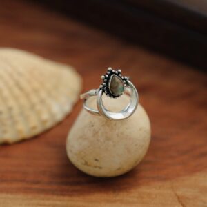 Moonlit Labradorite Crescent Ring