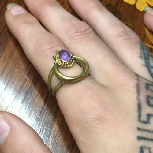Amethyst 'Crescent Moon' Ring