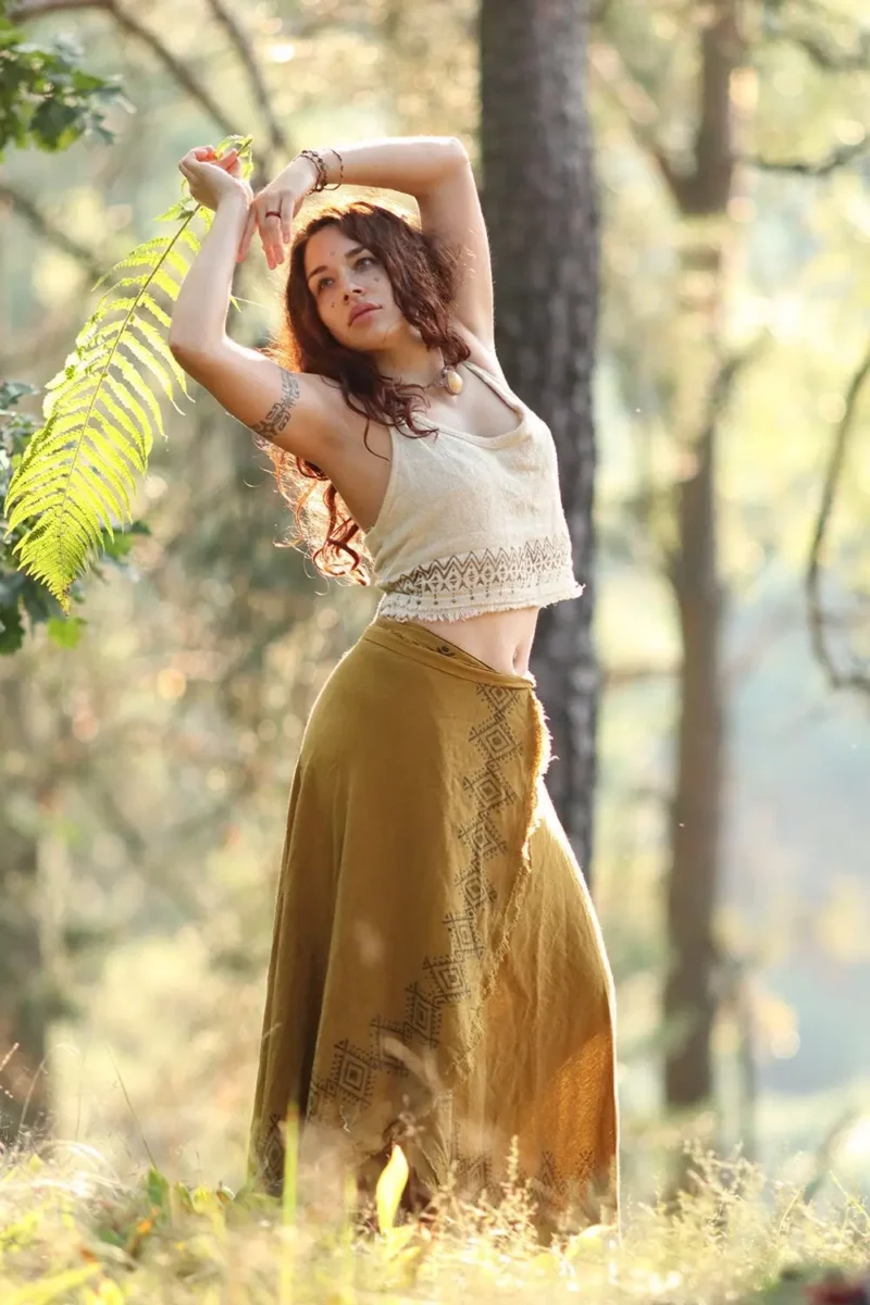 Falda tribal con estampado de bloques