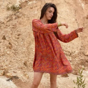 Abito con fiocco floreale rosso