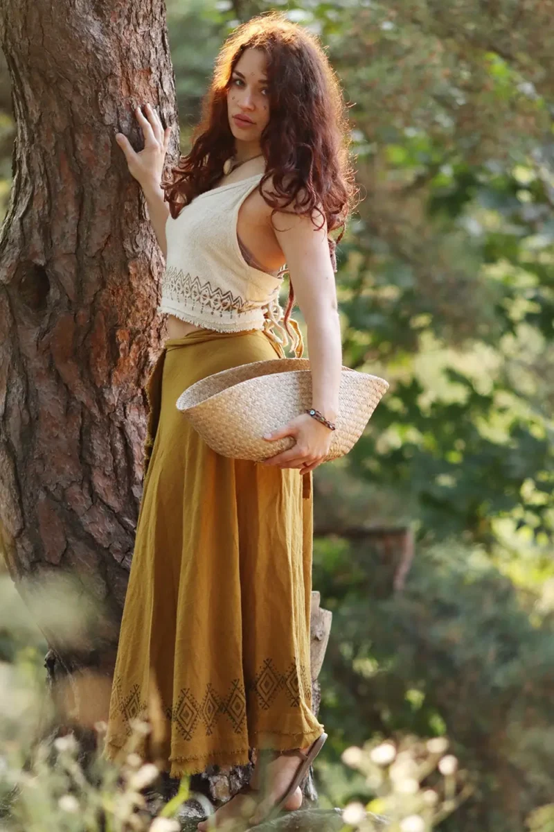 Falda tribal con estampado de bloques