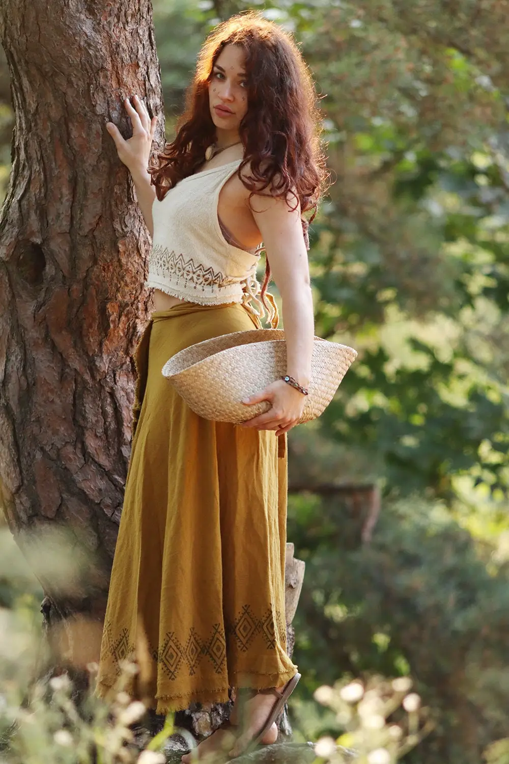 Gonna tribale con stampa a blocchi