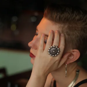 Sunburst Pattern Statement Ring