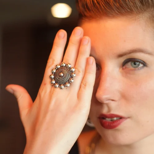 Sunburst Pattern Statement Ring