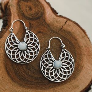 Geometrische Mondstein Ohrringe