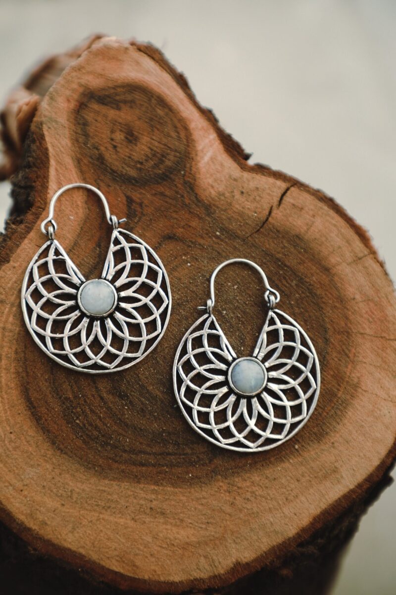 Geometric Moonstone Earrings