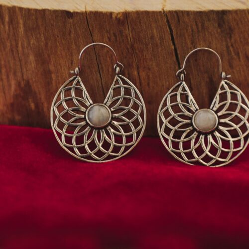 Geometric Moonstone Earrings
