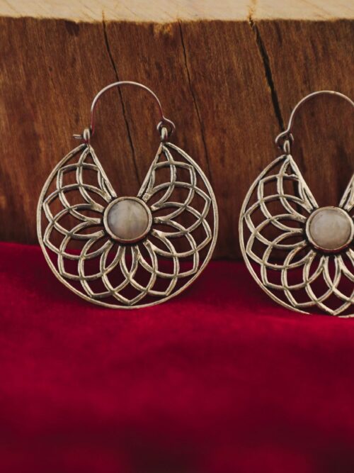Geometric Moonstone Earrings