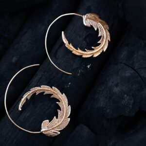 1 Boucles d’oreilles feuille d’or