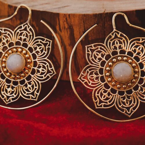 Mandala Moonstone Earrings
