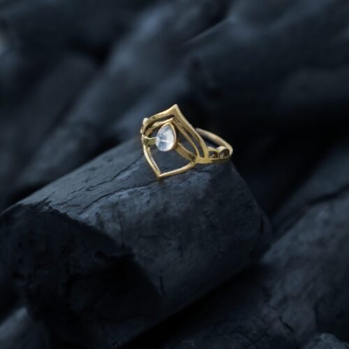 Golden Leaf Moonstone Ring
