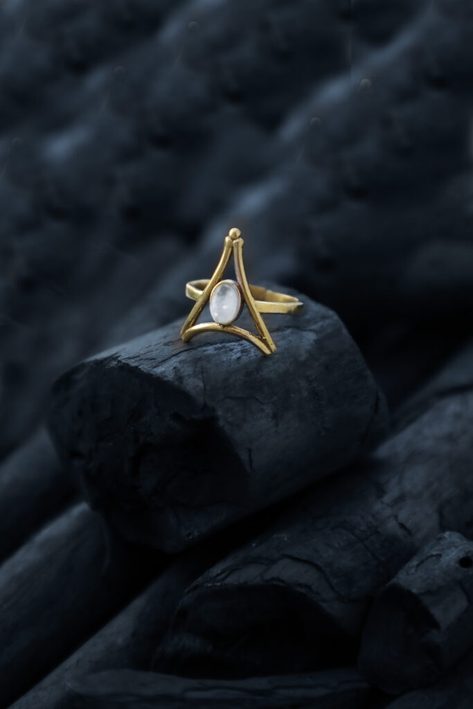Celestial Triangle Moonstone Ring