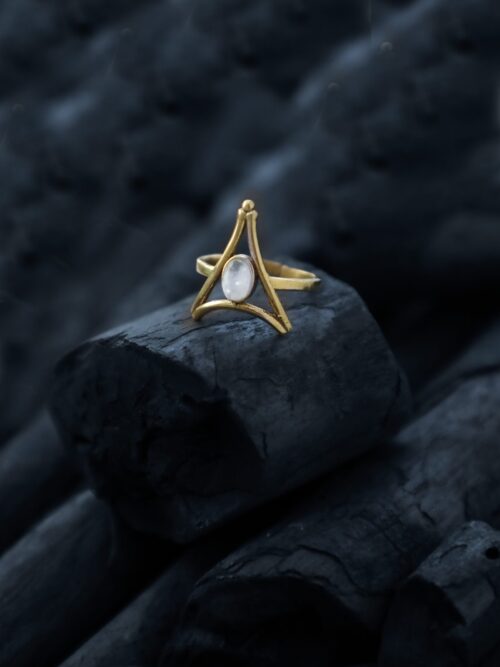 Celestial Triangle Moonstone Ring