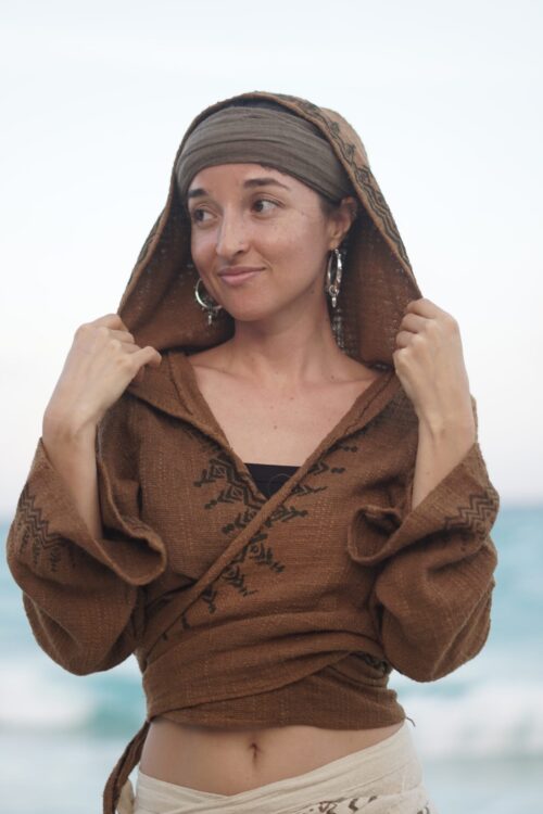 Sweat à capuche Laura – Haut cache-cœur bohème