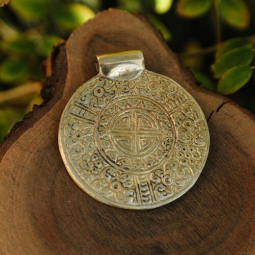 Auspicious Tibetan Wheel Brass Pendant