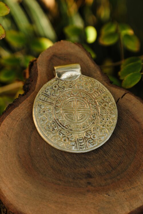 Auspicious Tibetan Wheel Brass Pendant