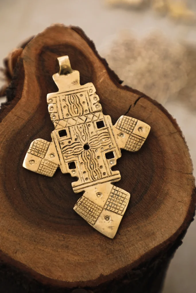 Ethipian Coptic Cross Brass Pendant