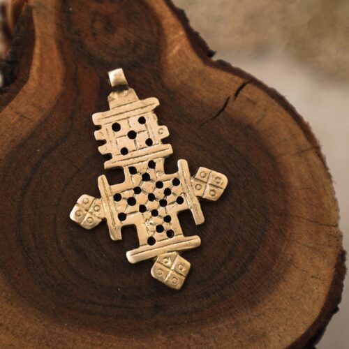 Ethiopian Coptic Cross Brass Pendant