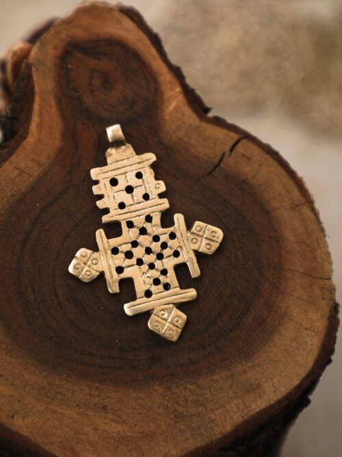 Ethiopian Coptic Cross Brass Pendant