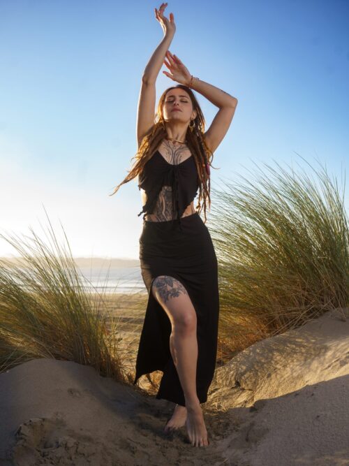 Conjunto de falda/top negro Mystic