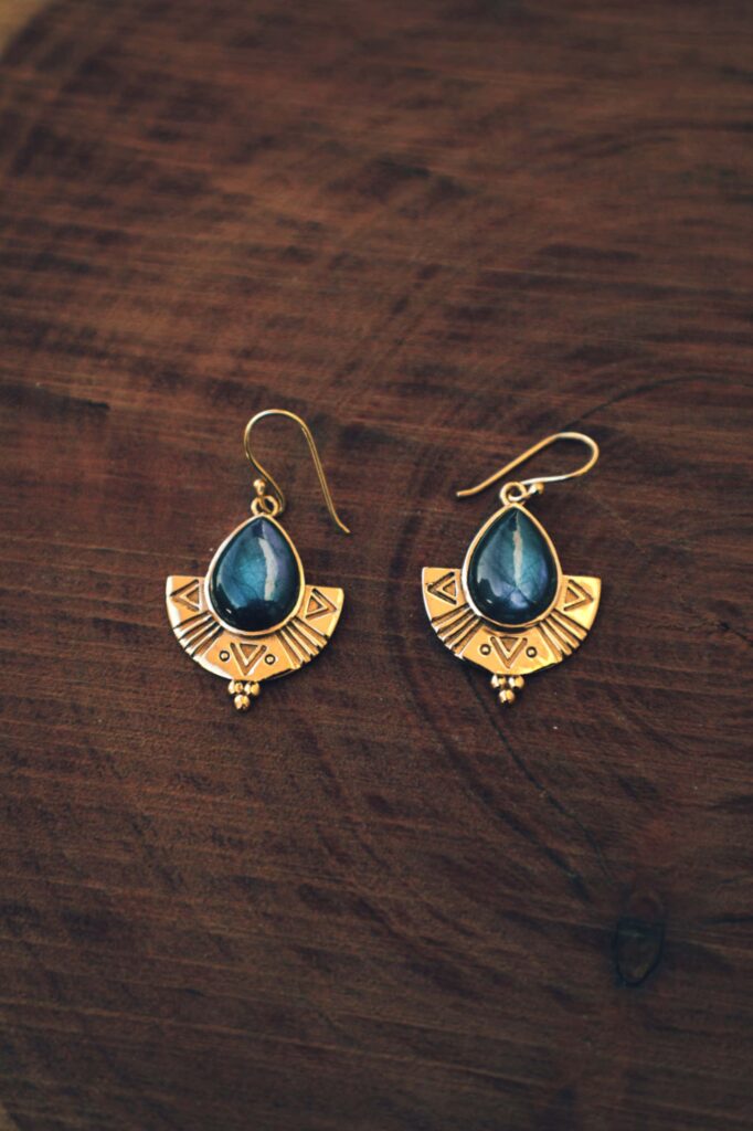 Labradorite Shield Earrings