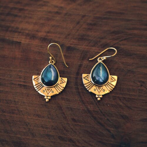 Labradorite Shield Earrings