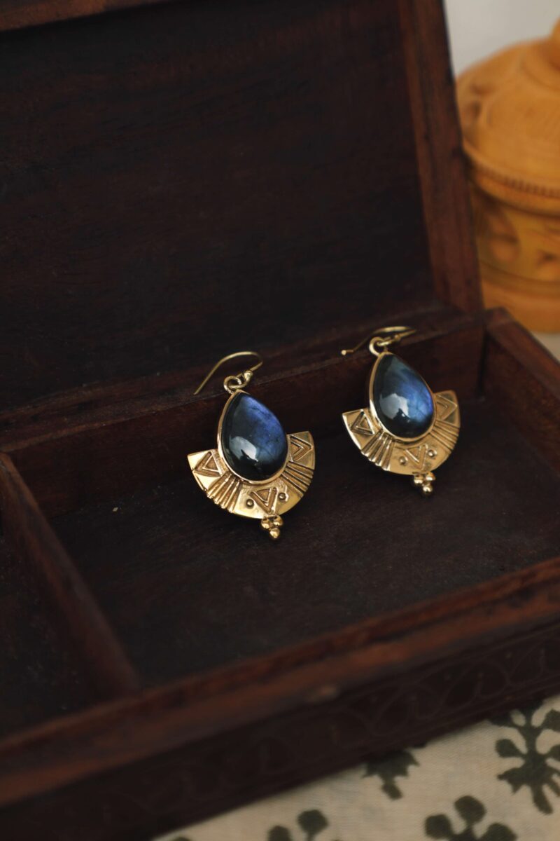 Labradorite Shield Earrings