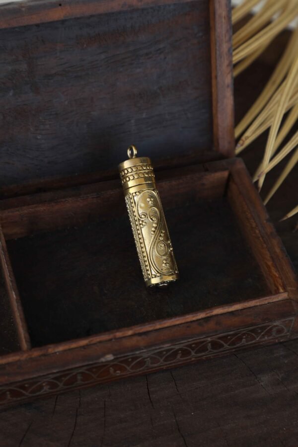 Mystic Scroll Capsule – Brass Amulet Pendant with Chain