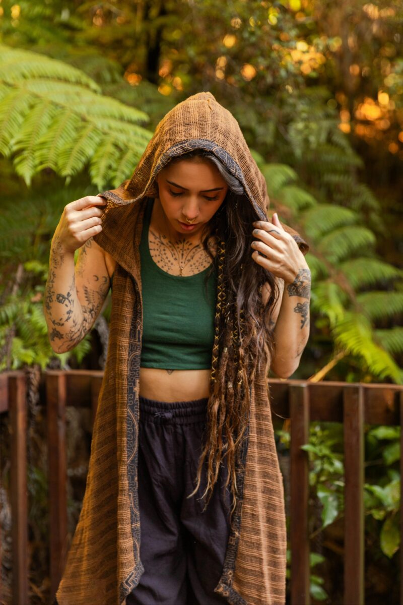 Chaleco Shipibo Spirit – Capa de algodón con capucha unisex