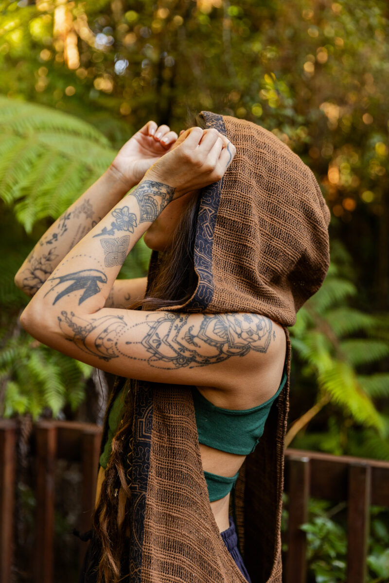 Chaleco Shipibo Spirit – Capa de algodón con capucha unisex