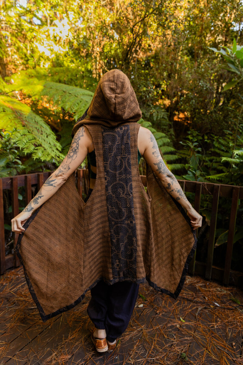 Chaleco Shipibo Spirit – Capa de algodón con capucha unisex