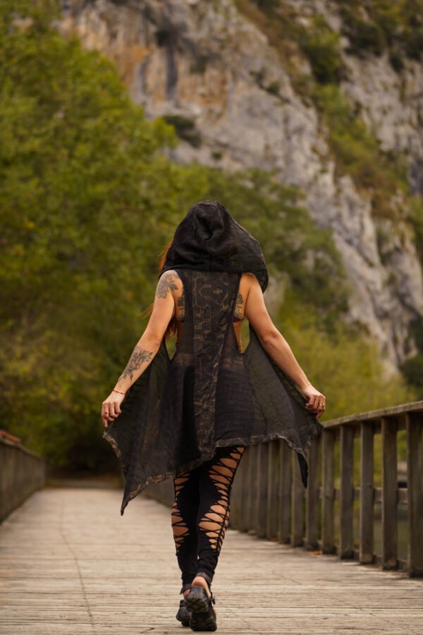 Shipibo Spirit Vest – Strato di cotone unisex con cappuccio