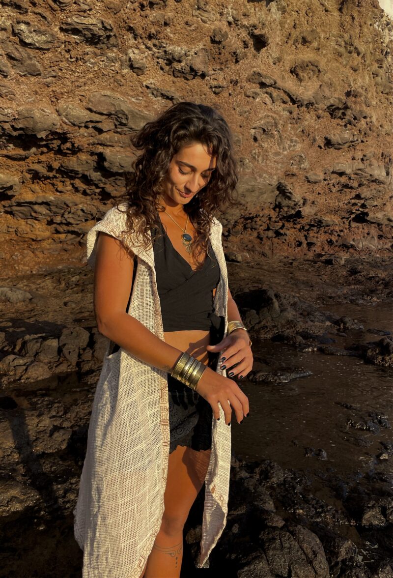 Chaleco Shipibo Spirit – Capa de algodón con capucha unisex