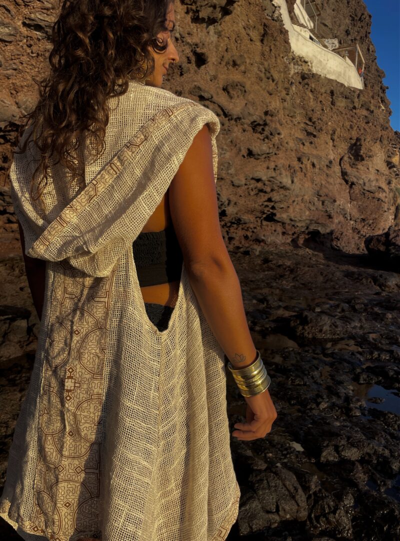 Chaleco Shipibo Spirit – Capa de algodón con capucha unisex