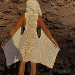 Chaleco Shipibo Spirit – Capa de algodón con capucha unisex