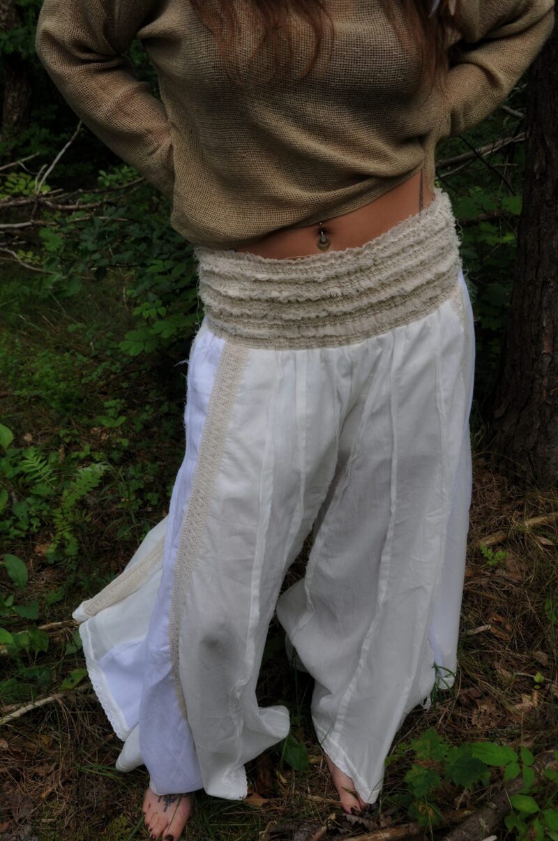 Flowy White Bohemian Pants