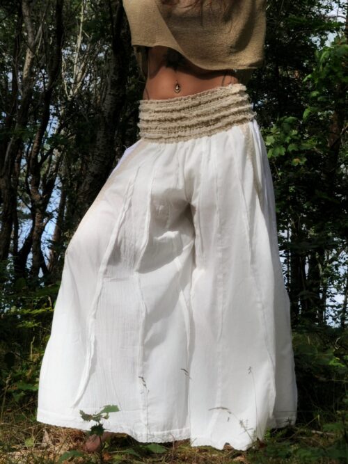 Flowy White Bohemian Pants