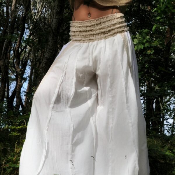 Flowy White Bohemian Pants