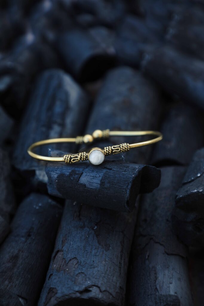 Golden Harmony Moonstone Cuff