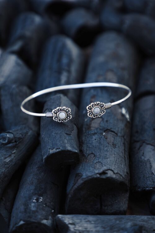 Floral Charm Brass Cuff