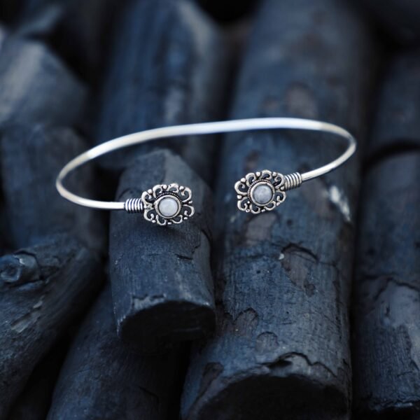 Floral Charm Brass Cuff